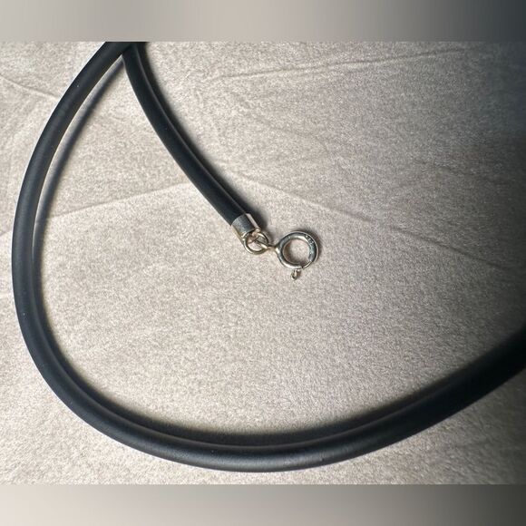 14.5” Black Cord Necklace - Minimalist | Unisex 925 Silver Clasp | Pendant Ready - Picture 8 of 16